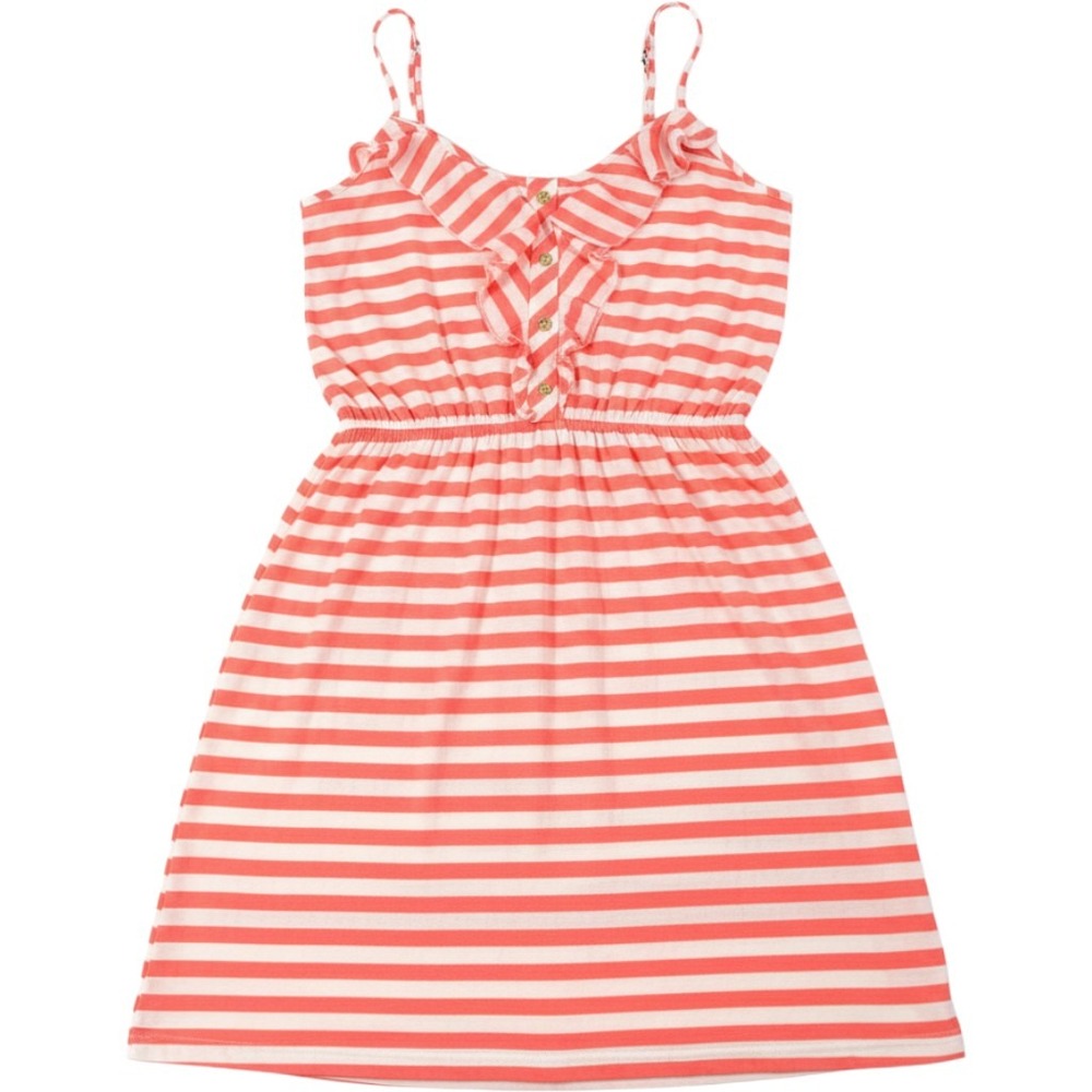 Lilly Pulitzer Striped Sundress Womens M Coral White Ruffle Mini Resort Dress